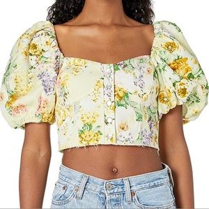 Jean Yellow “For Love and Lemons” Cropped Corset Top